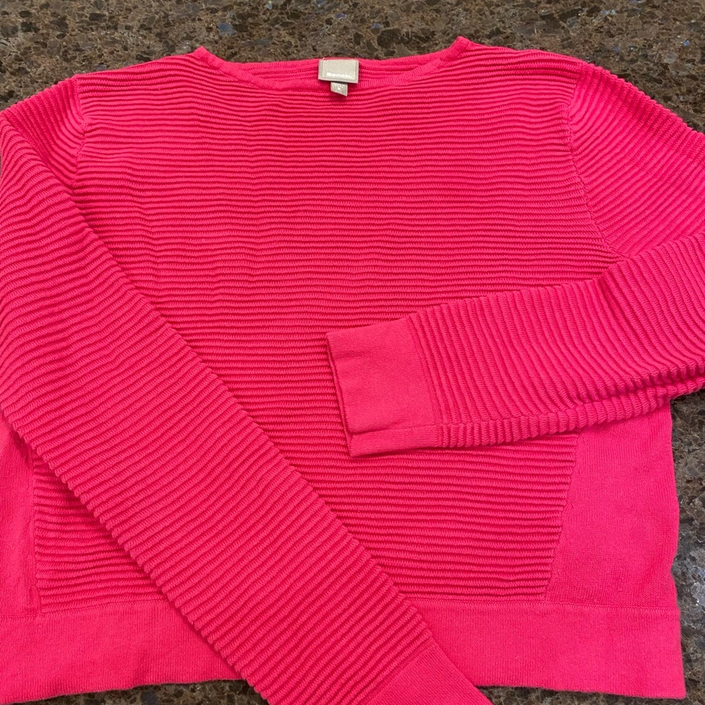 Bench hot pink cropped rib knit top S